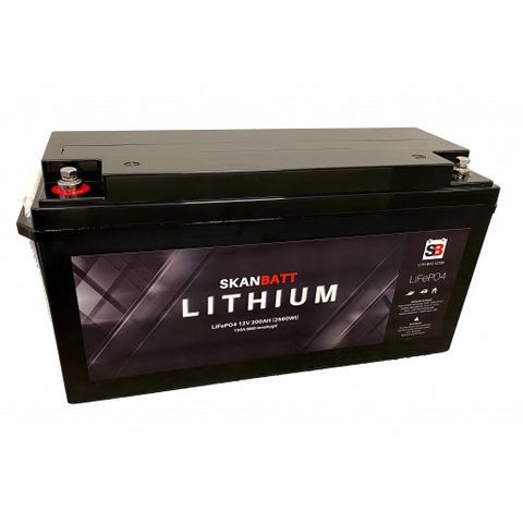 SKANBATT Basic Lithium Batteri 12V 200AH 150A BMS - FRI FRAKT -NORGES BESTE PRIS
