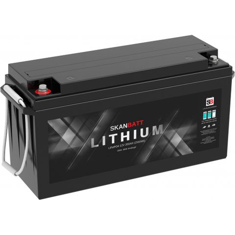 SKANBATT Bluetooth Lithium Batteri 12V 200AH 200A BMS - FRI FRAKT