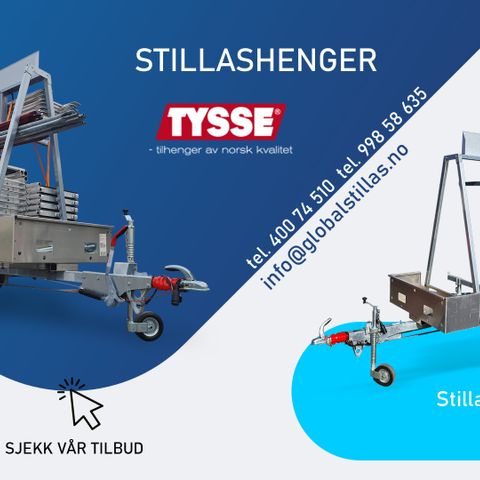 Solid stillashenger TYSSE - totalvekt 1300kg - KUN 1 STK I DEN PRISEN