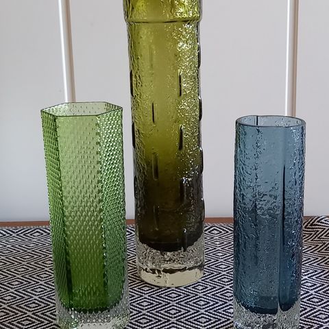 3 stk - vaser - kunstglass - vintage!