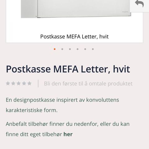 Postkasse MEFA Letter, hvit