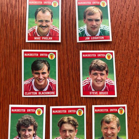 Panini 89 England Manchester United 7 stk ubrukte stickers fotballkort 1989