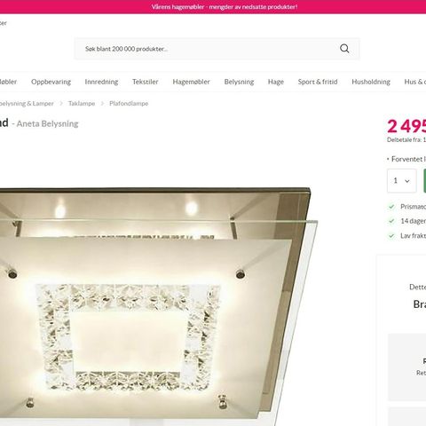 Aneta Luster Plafond Taklampe