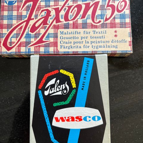 Vintage fargestifter i originaleske merke hhv WASCO og JAXON 50