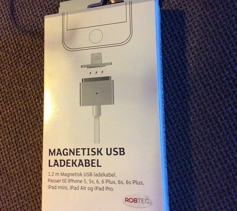 Usb ladekabel, Magnetisk. 1,2 m. IPhone og IPad KUN KR 49!