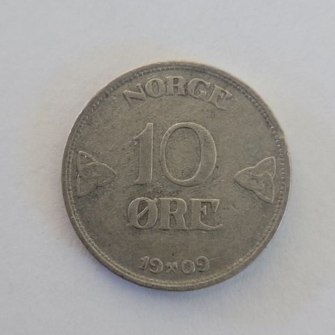 10 øre 1909 Norge, Svært flott mynt i høy kvalitet