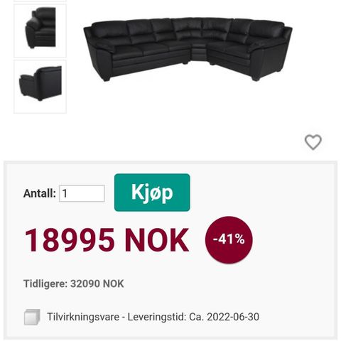 sofa med 6 års garanti