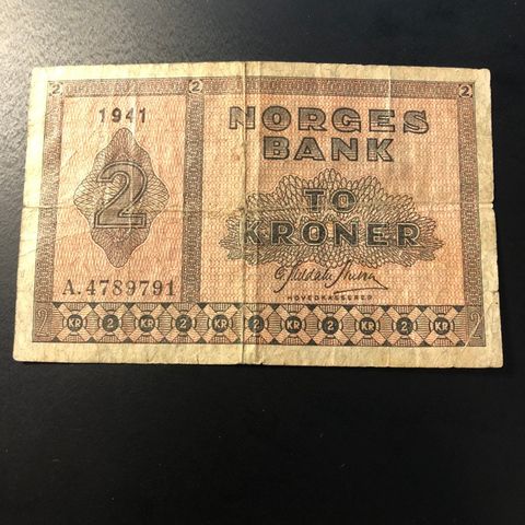 2 kr seddel 1941 serie A. (272 Q)