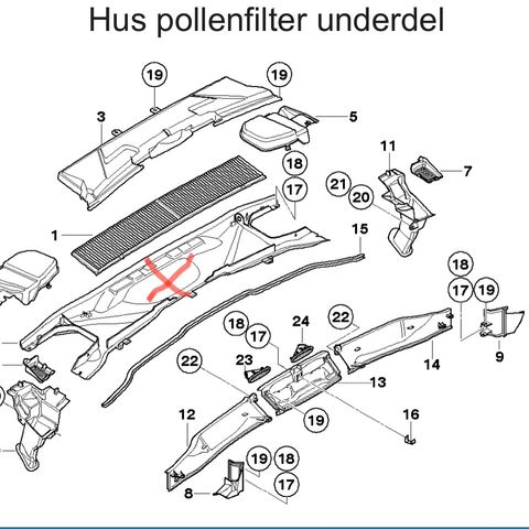 BMW E84 E9x E90 E91 E92 E93 mikrofilter kupefilter hus