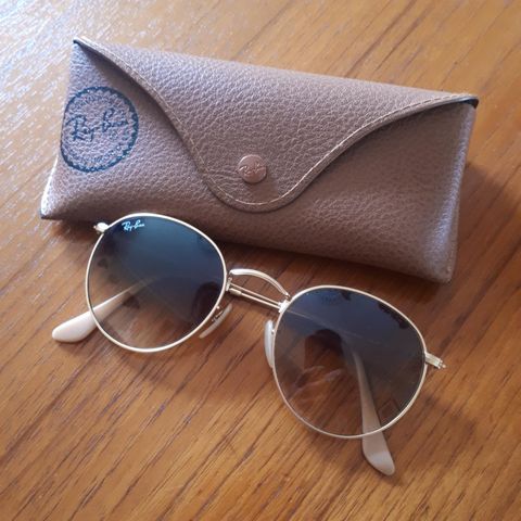 Ray Ban rundt metal solbriller, gul og brun