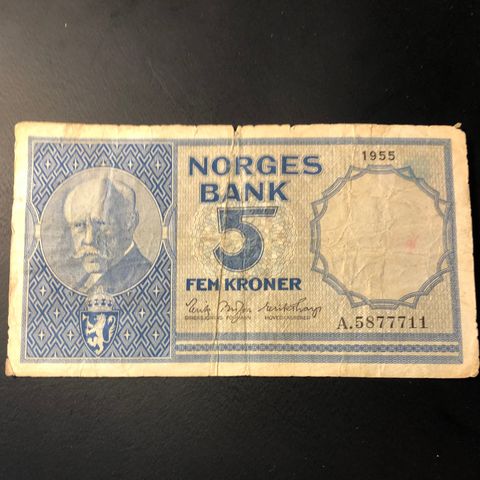 5 kr seddel 1955 serie A  (285 Q)