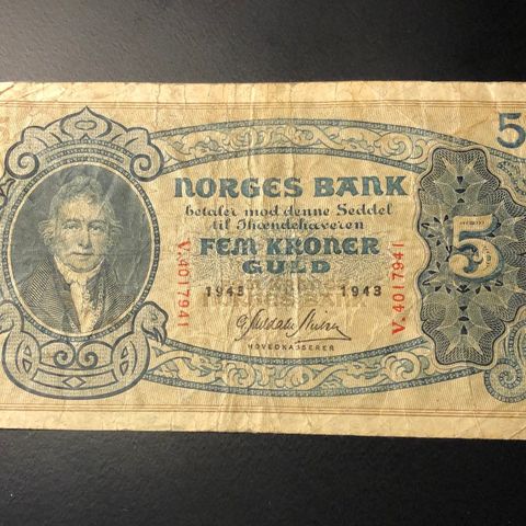 5 kr seddel 1943 serie V (274 Q)