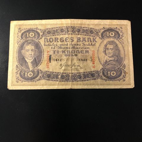 10 kr seddel 1942. serie A( 291 Q)