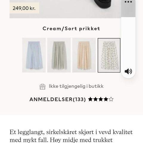 Rundskåret skjørt fra h&m