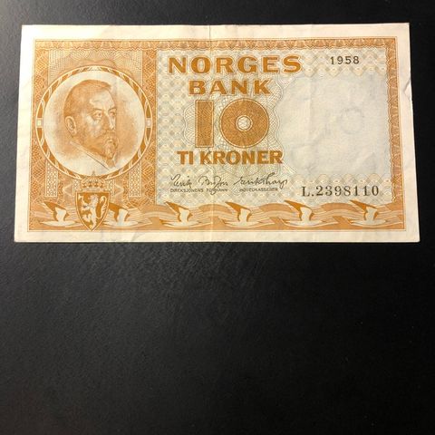 10 kr seddel 1958, serie L (312 Q)