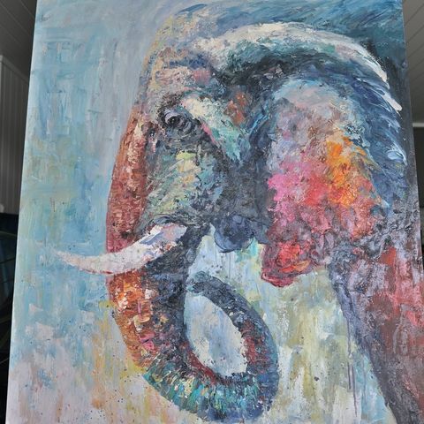 Elefant Oljemaleri 90x120 cm