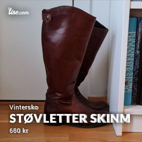 Støvletter skinn str 37 (romslig)