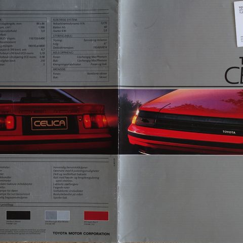 Toyota Celica 2.0 GT 1985-86 brosjyre