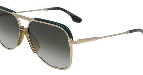 Ny Solbriller VICTORIA BECKHAM Brow-Bar Aviator Zeiss Lens Gold-Tone/Sage Italia