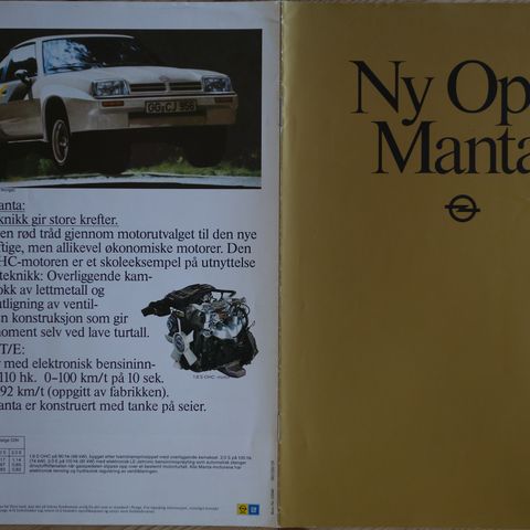 Opel Manta  brosjyre