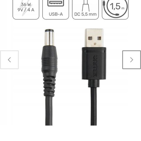Ny Unitek kabel 36W USB AM til DC