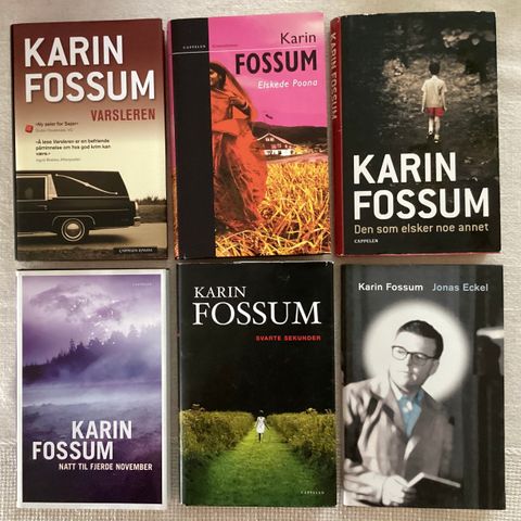 KARIN FOSSUM- 8 flotte  bøker«VARSLEREN»2009 «SVARTE SEKUNDER»+++++