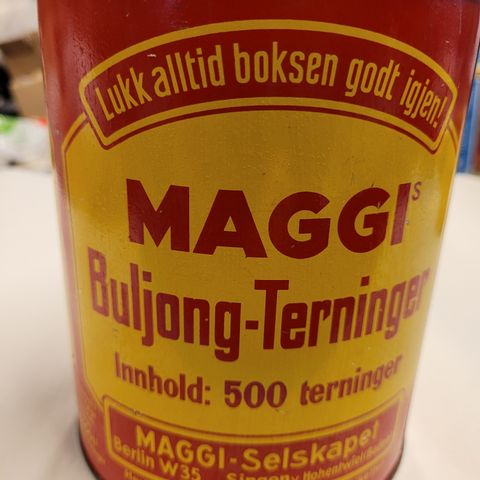 Stor og flott Maggi Buljongpulverboks selges