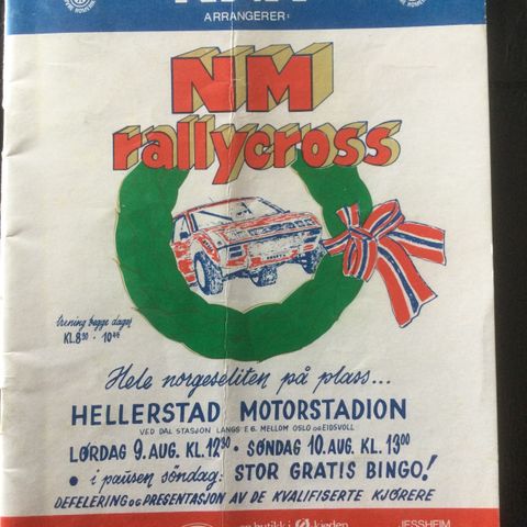 Program NM Rallycross Hellerstad motorstadion 9 og 10 august 1980