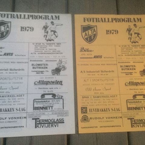Alta IF - to gamle fotballprogrammer fra 1979