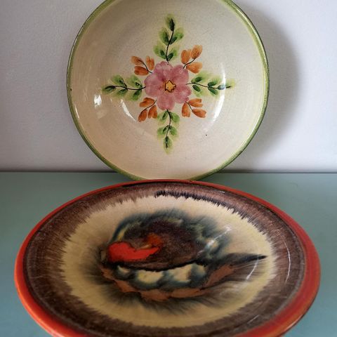 Vintage norsk keramikk fat og skål
