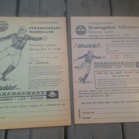 Strømsgodset - to gamle fotballprogrammer fra 1975 og 1976