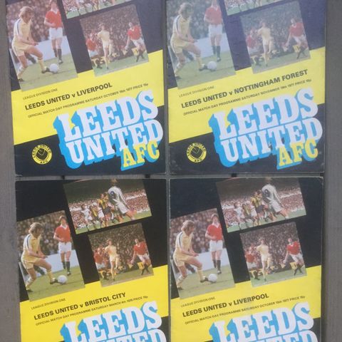 Leeds United - 4 stk 1977/78 fotballprogrammer