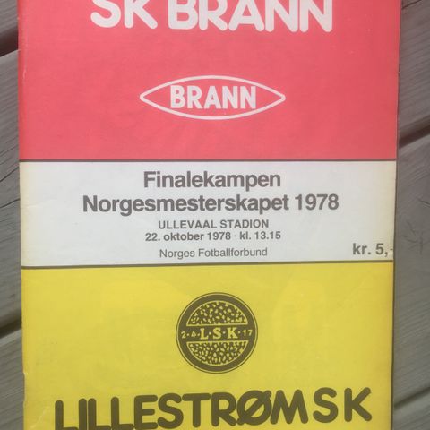 Brann mot Lillestrøm cupfinalen 1978 fotballprogram