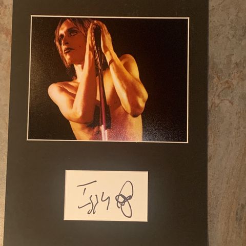 Iggy Pop signert fotodisplay