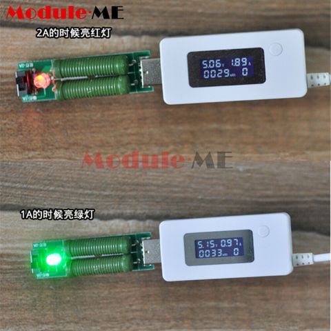USB Belastningsmotstand Kraftmotstander Mobil Strøm Aldringsmotstandsmodul 1A 2A