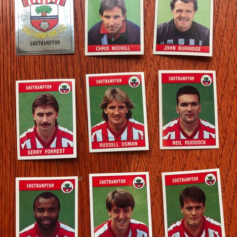 Panini 90 England Southampton 9 stk ubrukte stickers fotballkort 1990