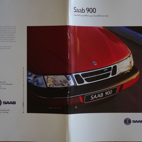 SAAB 900 brosjyre pluss tilbehørskatalog begge fra 1995