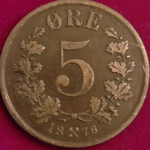 5 ØRE  1876 NORGE, Oscar II