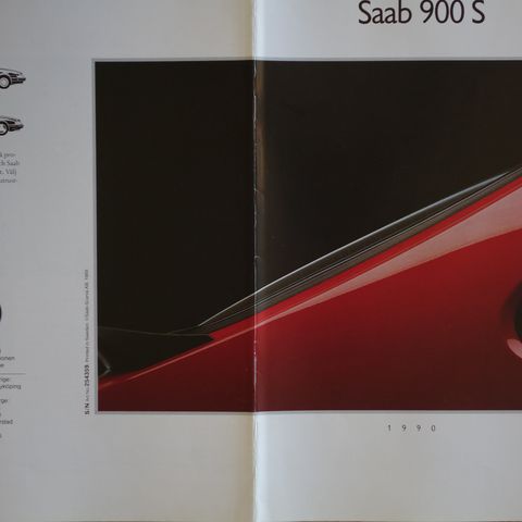 svensk SAAB 900S 1989 brosjyre