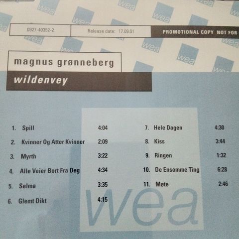 Magnus Grønneberg (fra CC Cowboys) "Wildenvey" PROMO-CD