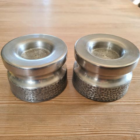 2 stk PEWTER Norway tinn lysestaker