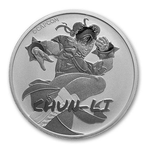 2022 1 oz Tuvalu Silver Street Fighter Chun Li 1 OZ Sølv