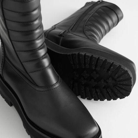 & Other Stories: Square Toe Leather Biker Boots (str. 41)