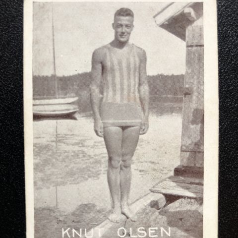 Knut Olsen Oslo Svømming sigarettkort fra ca 1930 Tiedemanns Tobak!