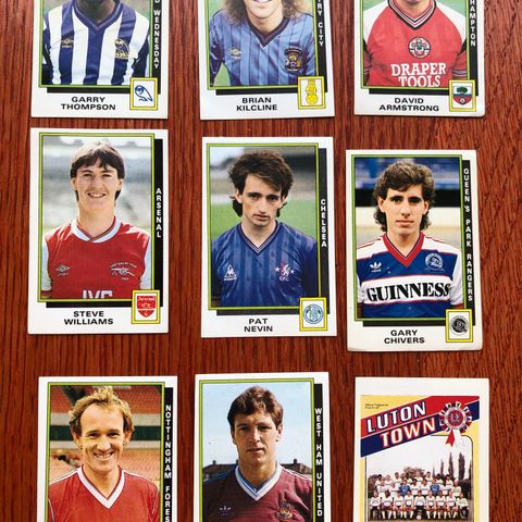 20 stk Panini Football 86 England Fotballkort klistremerker 1986 ubrukte