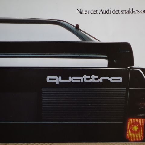 Audi Quattro 80, 90, 100, 200 og coupe 80 talls  norsk brosjyre