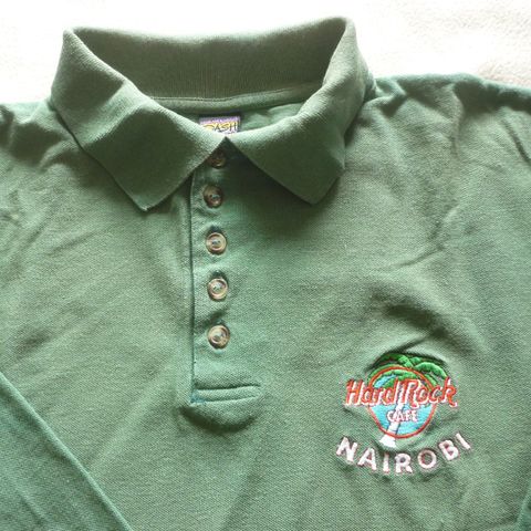 Hard Rock Cafe Nairobi, Kenya (1993-1999) - Grønn langermet Piquet skjorte.