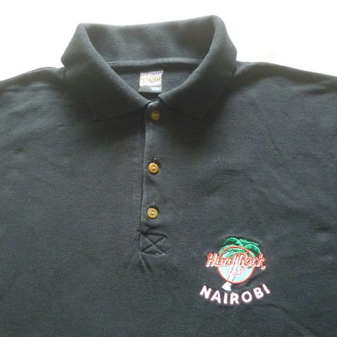 Hard Rock Cafe Nairobi, Kenya (1993-1999) - Sort/svart Piquet skjorte.