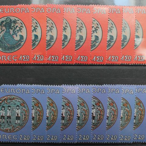 10 serier norske frimerker "EUROPA XII" fra 1981, NK 884/885 (Kat = 130 kr)