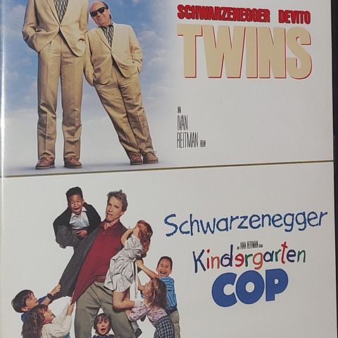 2 DVD.TWINS & KINDERGARTEN COP.Uåpnet.